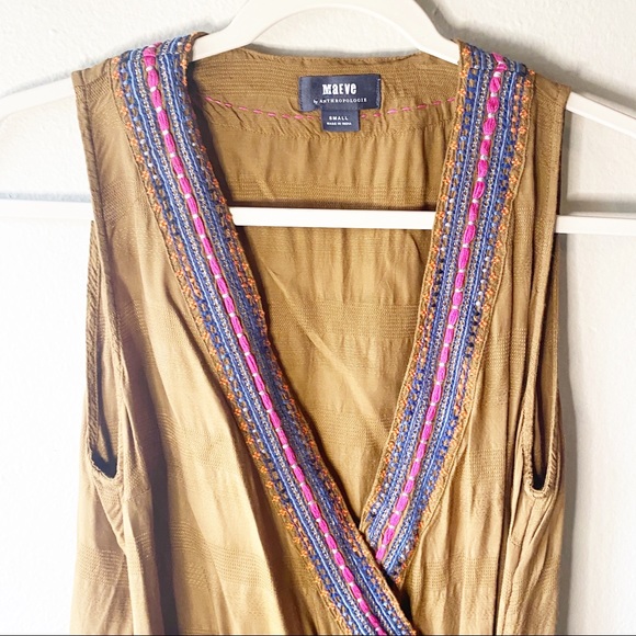 MAEVE by Anthropologie Brown Embroidered Wrap Top - Picture 5 of 7